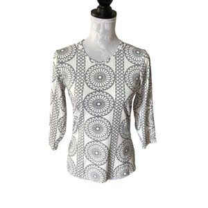 J Mclaughlin Signature Catalina Cloth Long Sleeve Black White Small